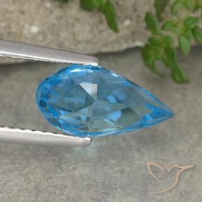 2.63 ct Blue Topaz Stone, Natural Topaz in Undrilled Briolette Teardrop Shape for Sale