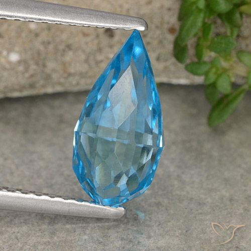 2.61ct Natural Swiss Blue Topaz, Briolette, VVS-VS