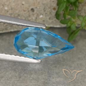 2.61 ct Blue Topaz Stone, Natural Topaz in Undrilled Briolette Teardrop Shape for Sale