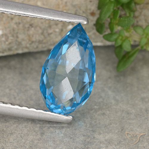 3.59ct Natural Swiss Blue Topaz, Briolette, VVS-VS