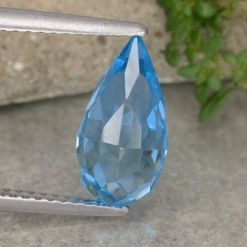 Azul celeste intenso Topacio Gema - 6.4ct Briolette lágrima no perforado (ID: 487709)