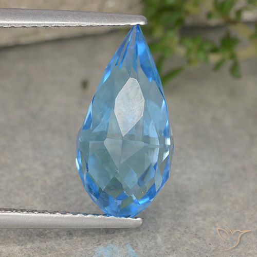 6.65ct Natural Swiss Blue Topaz, Briolette, VVS-VS