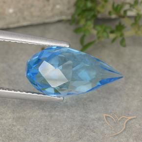 6.65 ct Blue Topaz Stone, Natural Topaz in Undrilled Briolette Teardrop Shape for Sale