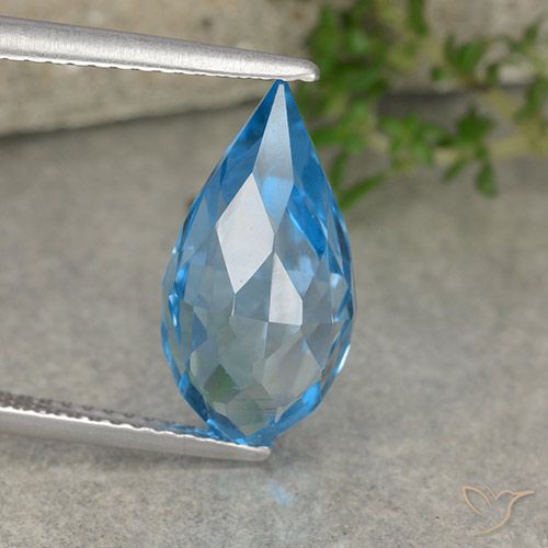 6.71ct Natural Swiss Blue Topaz, Briolette, VVS-VS