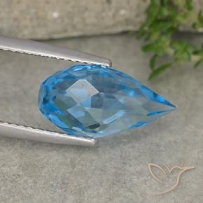 6.71 ct Blue Topaz Stone, Natural Topaz in Undrilled Briolette Teardrop Shape for Sale
