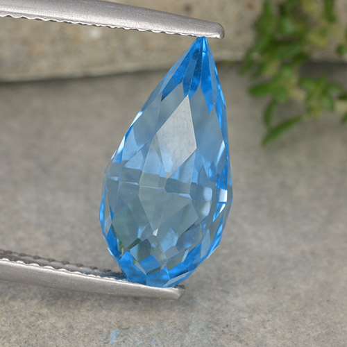 Swiss Blue Topaz Gem - 6.5ct Undrilled Briolette Teardrop (ID: 487712)