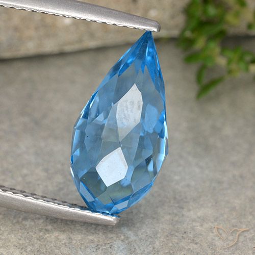 2.71ct Natural Swiss Blue Topaz, Briolette, VVS-VS
