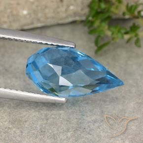 2.71 ct Blue Topaz Stone, Natural Topaz in Undrilled Briolette Teardrop Shape for Sale
