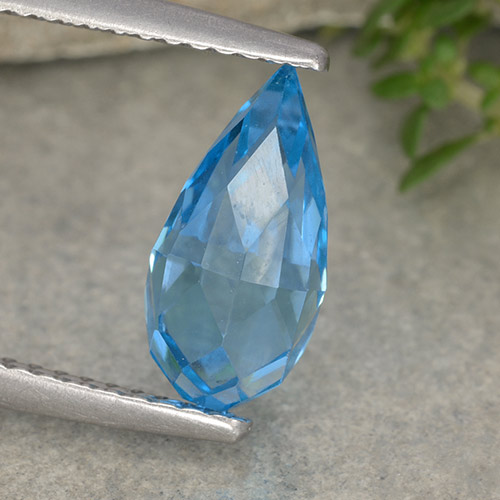 Azur intenso Topacio Gema - 6.4ct Briolette lágrima no perforado (ID: 487714)