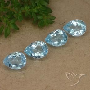 3.15 ctw Blue Topaz Stones, Natural Topaz in Pear Facet Shape for Sale