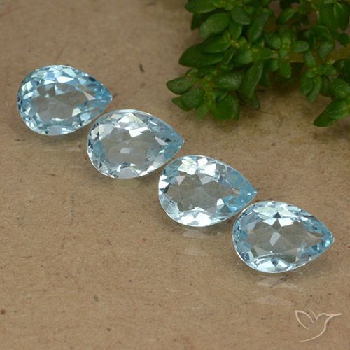 3.45ctw Natural Sky Blue Topaz, Pear Shape, VVS-VS