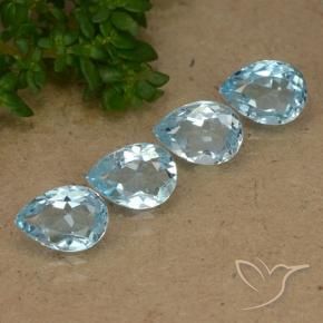 3.45 ctw Blue Topaz Stones, Natural Topaz in Pear Facet Shape for Sale