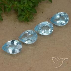 3.20 ctw Blue Topaz Stones, Natural Topaz in Pear Facet Shape for Sale
