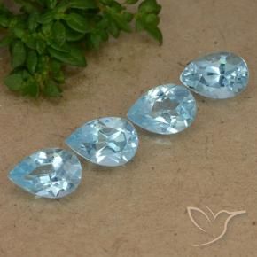 3.08 ctw Blue Topaz Stones, Natural Topaz in Pear Facet Shape for Sale
