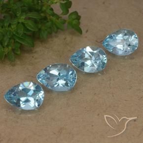 3.61 ctw Blue Topaz Stones, Natural Topaz in Pear Facet Shape for Sale