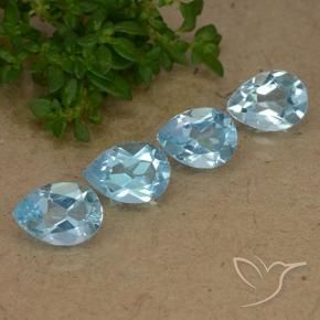 3.36 ctw Blue Topaz Stones, Natural Topaz in Pear Facet Shape for Sale