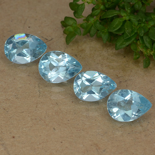 Celeste Topacio Gema - 0.9ct Corte en forma de pera (ID: 487833)