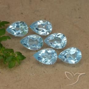 3.11 ctw Blue Topaz Stones, Natural Topaz in Pear Facet Shape for Sale