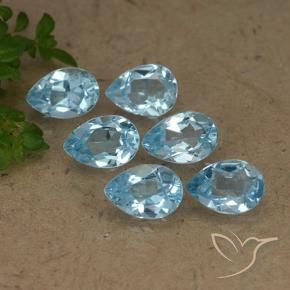 3.28 ctw Blue Topaz Stones, Natural Topaz in Pear Facet Shape for Sale