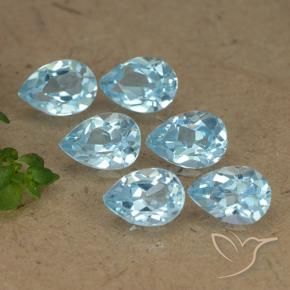 3.21 ctw Blue Topaz Stones, Natural Topaz in Pear Facet Shape for Sale