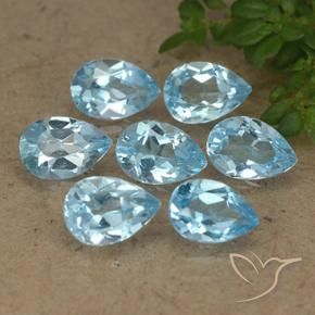 3.83 ctw Blue Topaz Stones, Natural Topaz in Pear Facet Shape for Sale