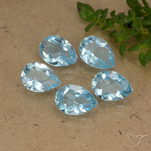 3.87ctw Natural Sky Blue Topaz, Pear Shape, VVS-VS