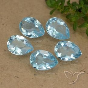 3.87 ctw Blue Topaz Stones, Natural Topaz in Pear Facet Shape for Sale