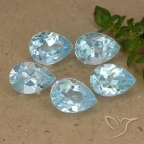 4.39 ctw Blue Topaz Stones, Natural Topaz in Pear Facet Shape for Sale
