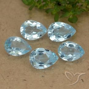 3.82 ctw Blue Topaz Stones, Natural Topaz in Pear Facet Shape for Sale