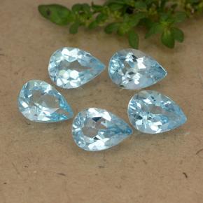 Azul cian Topacio Gema - 0.8ct Corte en forma de pera (ID: 488235)