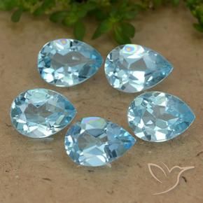 4.36 ctw Blue Topaz Stones, Natural Topaz in Pear Facet Shape for Sale