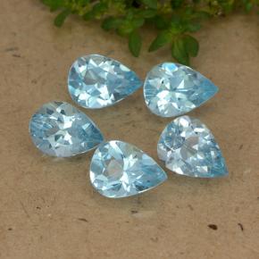 Cyan Blue Topas Edelstein - 0.8ct Birnen Schliff (ID: 488238)