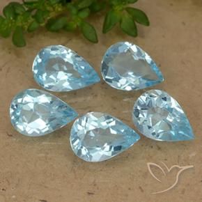 3.33 ctw Blue Topaz Stones, Natural Topaz in Pear Facet Shape for Sale