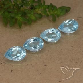 2.12 ctw Blue Topaz Stones, Natural Topaz in Pear Facet Shape for Sale
