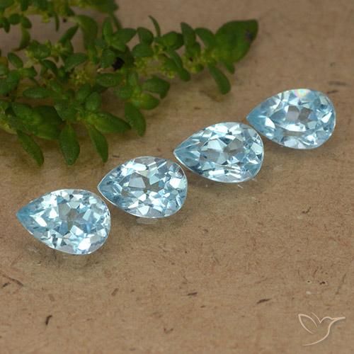 2.51 ctw Blue Topaz Stones, Natural Topaz in Pear Facet Shape for Sale