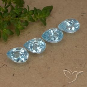 2.22 ctw Blue Topaz Stones, Natural Topaz in Pear Facet Shape for Sale