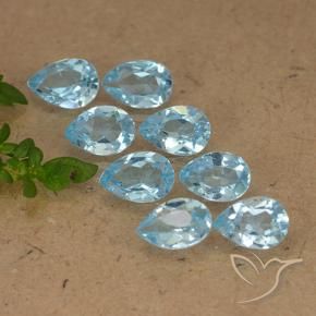 3.97 ctw Blue Topaz Stones, Natural Topaz in Pear Facet Shape for Sale