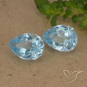 1.70 ctw Blue Topaz Stones, Natural Topaz in Pear Facet Shape for Sale