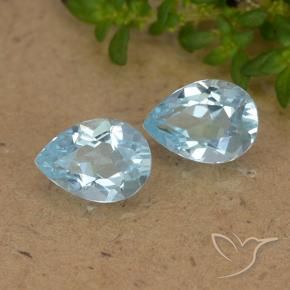 1.55 ctw Blue Topaz Stones, Natural Topaz in Pear Facet Shape for Sale