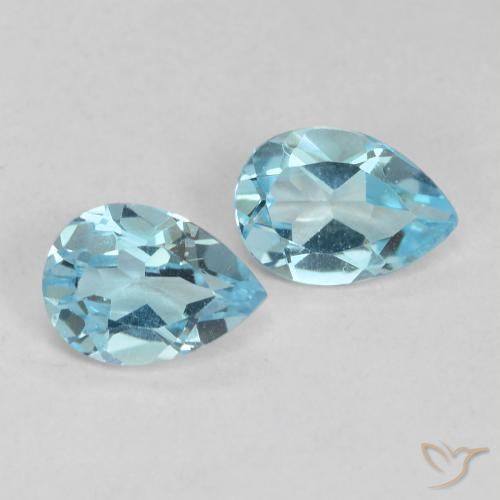 1.65 ctw Blue Topaz Stones, Natural Topaz in Pear Facet Shape for Sale