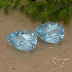 1.77 ctw Blue Topaz Stones, Natural Topaz in Pear Facet Shape for Sale