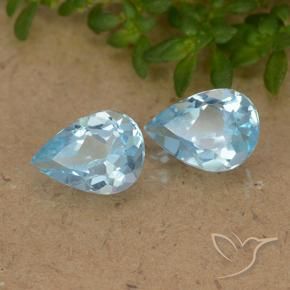 1.53 ctw Blue Topaz Stones, Natural Topaz in Pear Facet Shape for Sale