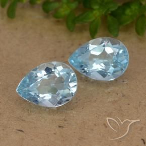 1.77 ctw Blue Topaz Stones, Natural Topaz in Pear Facet Shape for Sale