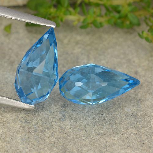 سماوى غامق توباز حجر كريم - 2.6ct قطرة دمعة بريوليت غير مثقوب (ID: 488717)