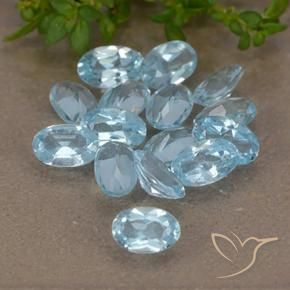 3.89 ctw Blue Topaz Stones, Natural Topaz in Oval Facet Shape for Sale