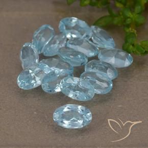 4.16 ctw Blue Topaz Stones, Natural Topaz in Oval Facet Shape for Sale