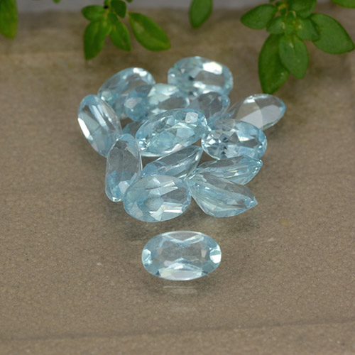 Light Aqua Blue Топаз Камень - 0.3ct Фасетный Овал (ID: 489016)