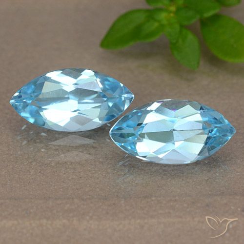 2.46 ct Swiss Blue Topaz, 9.9 x 5.1 mm Marquise Cut From Brazil, Photo A