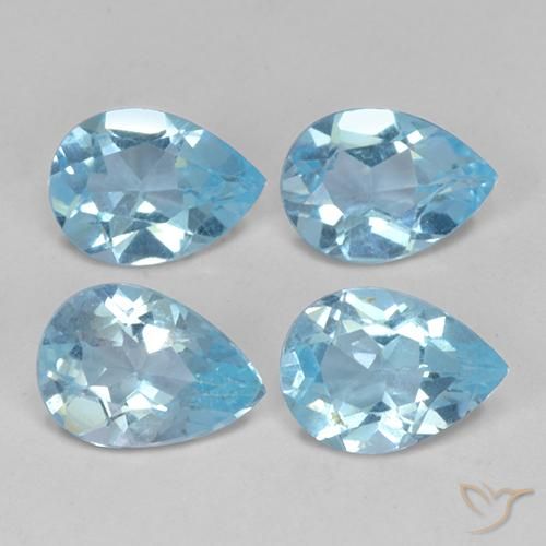 2.96 ctw Blue Topaz Stones, Natural Topaz in Pear Facet Shape for Sale