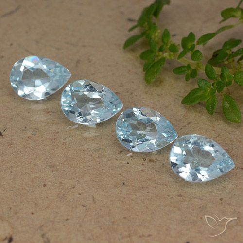 ライトブルー トパーズ 宝石 - 0.8ct ペアーファセット (ID: 489200)